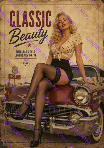 Poster pin ragazza auto - up,
