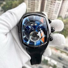 Orologio Quarzo Frank Fashion Style Rapper Muller Multifunctional Black Silver