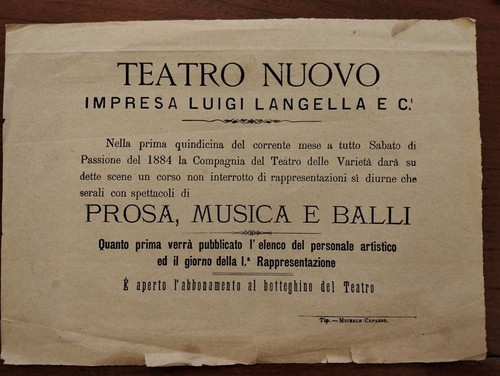 1884 locandina teatro nuovo - 1884,