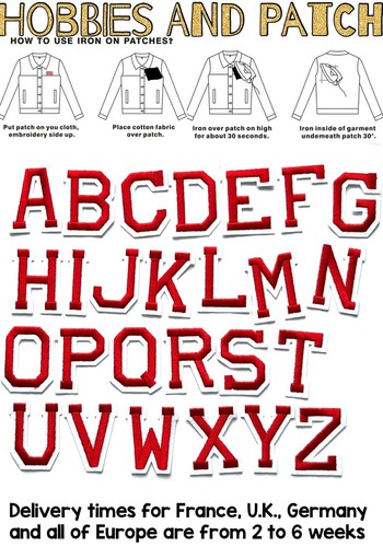 Patch lettere alfabeto rosso - lettere,