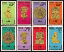 Paraguay 1966 Messico/Arte Preolimpica Oro Calendario Maya Scultura Archeologia /1