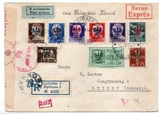 1944-1945 occ Lubiana 1.Lettera per Luzern via Monaco - Zurigo 3 buste