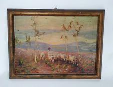Olio su tavola Quadro Arte"Ritorno all'ovile"  Rurale Copia Epoca Tominetti -796