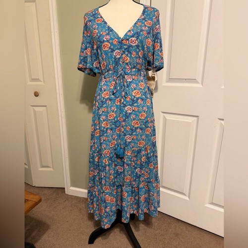 Maxi abito blu floreale - , sunday