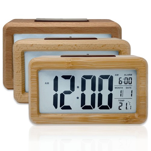 Sveglia led bambù legno - sveglia,