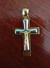 Croce In Oro Giallo/Bianco 750