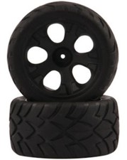 Coppia gomme per Truggy e Monster scala 1/10 Lisce da On Road con Cerchi Neri