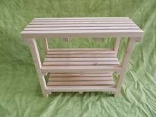 Panca Sgabello Con Ripiani, Legno Naturale, 65 Cm. Massiccio