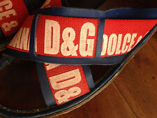 Sandali uomo D&G Dolce & Gabbana pelle e tessuto rossi blu ciabatte scarpe