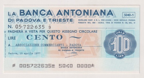 Miniassegni banca antoniana - ,