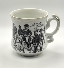 J&P Coats Spool Cotton Mustache Mug with Gold Trim & Ornate Handle No. 7675