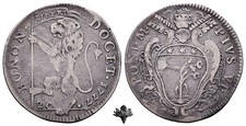 STATO PONTIFICIO Bologna Lira da 20 baiocchi 1777 RARA ARGENTO Papa Pio VI