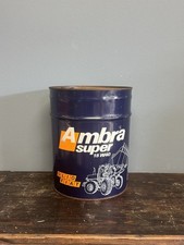 Bidone vintage olio FIAT Ambra Super 15W40 – anni ’80 – metallo da officina