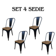 SET 4 SEDIE METAL WOOD STILE