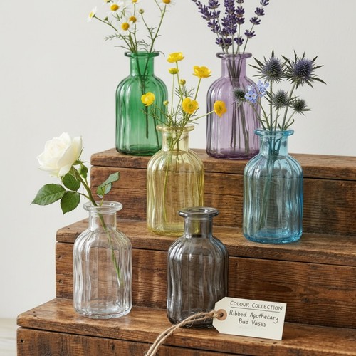 Vintage ribbed glass - glass, vase