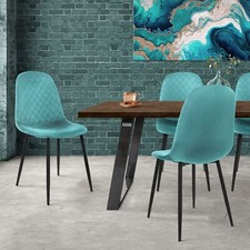 Set 4 sedie per sala da pranzo cucina soggiorno imbottite in velluto petrolio