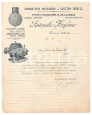 1913 TORINO Laboratorio meccanico elettrotecnico Antonello MASSIMO Lettera