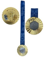 Medaglia d'oro Noah Lyles firmata 2024 Olimpiadi di Parigi USA 100m BECKETT BAS AUTO LEGGI