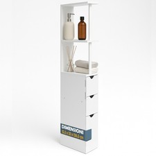 Mobile Bagno Alto Salvaspazio in Legno con 3 Cassetti e 2 Ripiani 33x15x136cm