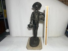 SCULTURA STATUA IN ANTIMONIO IL PESCATORE  ANNI 50