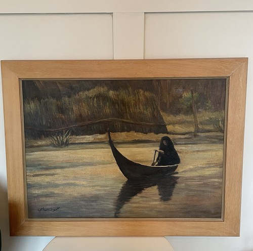 Quadro olio tela fiume - olio,