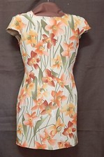 Vestito abito donna miniabito corto fiori elegante tubino matrimonio cerimonia