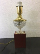 lampada da tavolo originale   in legno,cristallo ed ottone     art 03