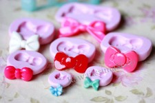 stampi gomma siliconica set forme fiocco - lotto 7pz fimo cernit formine