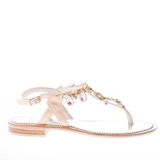 MASTRODOMENICO scarpe donna shoes Sandalo infradito positano naturale e gioiello