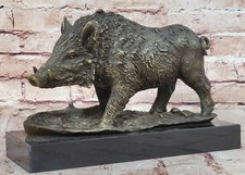 Scultura In Bronzo Di Cani Da Caccia Al Cinghiale Firmata Figurina Statua NR