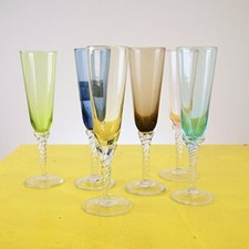 sei bicchieri flute di murano colorati vintage