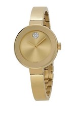 Nuovissimo orologio da donna Movado audace bracciale acciaio inox tono oro 3600201