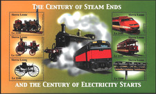 Sierra Leone 2002 treni, motore a vapore, elettricità, locomotive, ferrovie, MNH