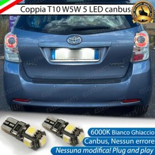LUCI TARGA PER TOYOTA VERSO (R2) LAMPADE CANBUS T10 W5W 5 LED 6000K BIANCO