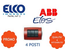PLACCA SOFT METAL 4 POSTI COLORE ROSSO ARIZONA ABB ELOS