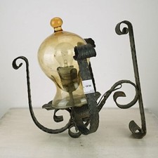 LANTERNA APPLIQUE VINTAGE IN FERRO E VETRO SOFFIATO