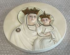 GIOVANNI RONZAN PLACCA IN CERAMICA MADONNA CON GESU'BAMBINO ANNI 50