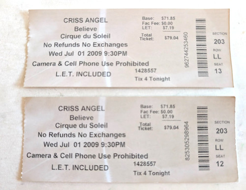 Biglietti criss angel - criss,