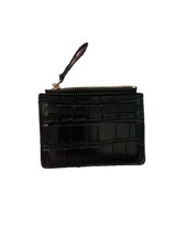 Portacarte E Porta Monete Nero Di Pelle Con Zip Elegante