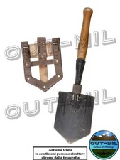 Pala pieghevole con manico in legno e fodero in cuoio Esercito Rumeno usato