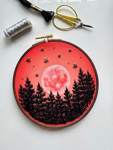 Acquerello rosso paesaggio