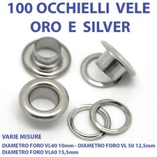 100 OCCHIELLI in Ottone antiruggine fai da te Varie Misure 10mm, 12,5mm 15,5mm