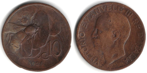 Italia centesimi 1926 - italia, 10