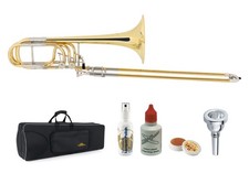 Trombone Basso Professionale Ottone in Sib/Fa/Lab/Re Quart Valvola Set Bocchino