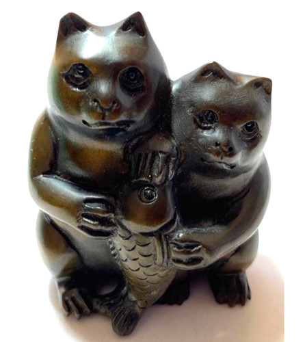 Netsuke antichi gatti - , pesci