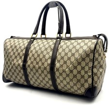 Borsa Gucci GG Supreme Boston borsa a mano borsa da viaggio PVC pelle marrone autentica