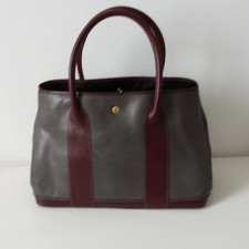Borsa in pelle - grigia con manici e inserti bordeaux  - High Class (MI)