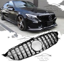 GRIGLIA CALANDRA ANTERIORE NERO PER MERCEDES CLASSE-C W205 C205 S205 AMG LOOK