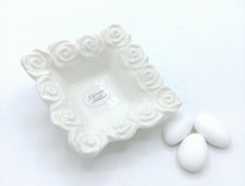 lotto 11 pezzi ciotolina porcellana bianca a rilievo quadrata Morena cm 8 x 8