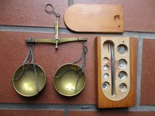 ANTICA BILANCINA MANUALE DI PRECISIONE OTTONE CON SCATOLINA LEGNO PESIERA 1920